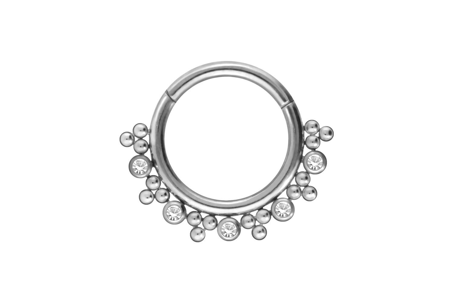 Titan Segmentring Clicker Piercing 5 KRISTALLE + 18 KUGELN